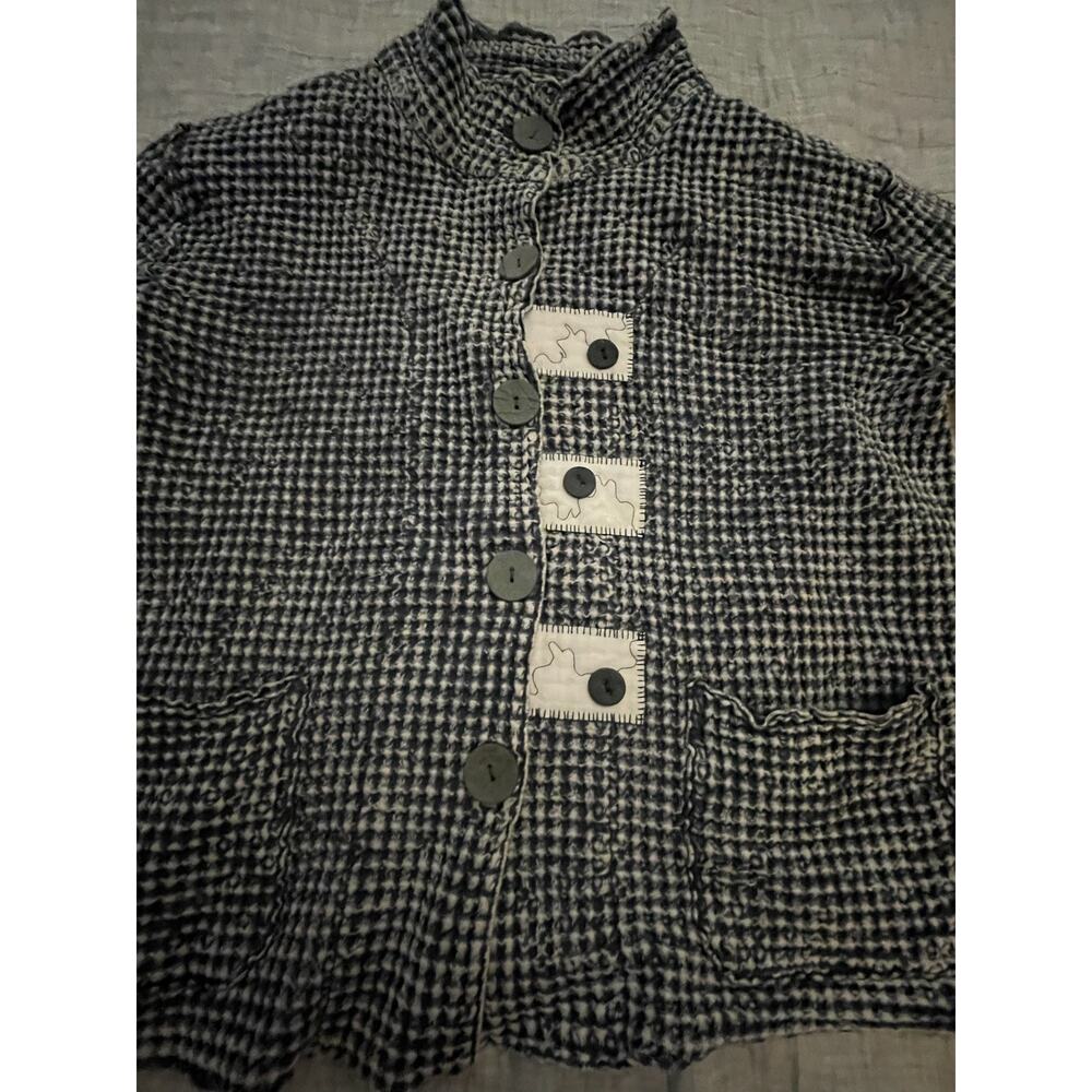 Cottagecore Patchwork Waffle Knit Button Light Ja… - image 3